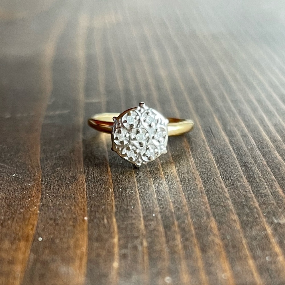 1920’s 14KT Yellow Gold Cluster Ring with Diamonds